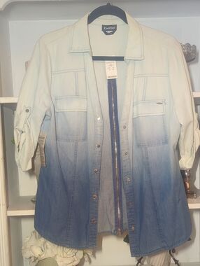 Bebe Blue Ombre Denim Shirt